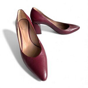 Chloé Beckie Block Heel Pumps – Burgundy Leather, Size 39